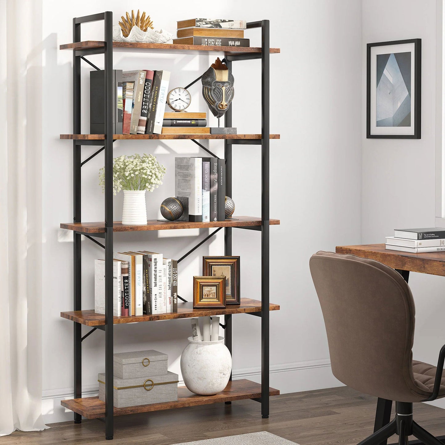 Tribesigns Bookshelf, 5 Tier Bookcase Display Shelf Unit