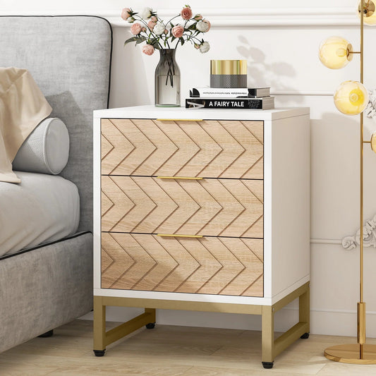 Tribesigns Nigntstand, Modern Bedside Table with 3 Drawers