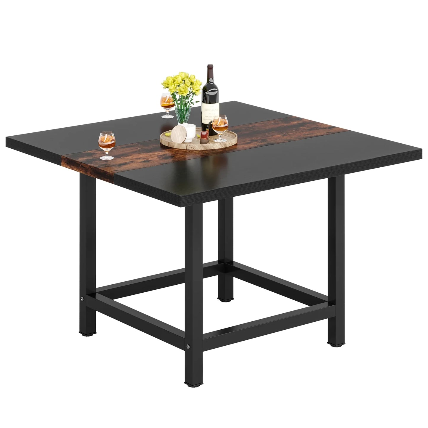 Tribesigns Dining Table, Rustic Square 39"x 39"x 29" Kitchen Table for 4
