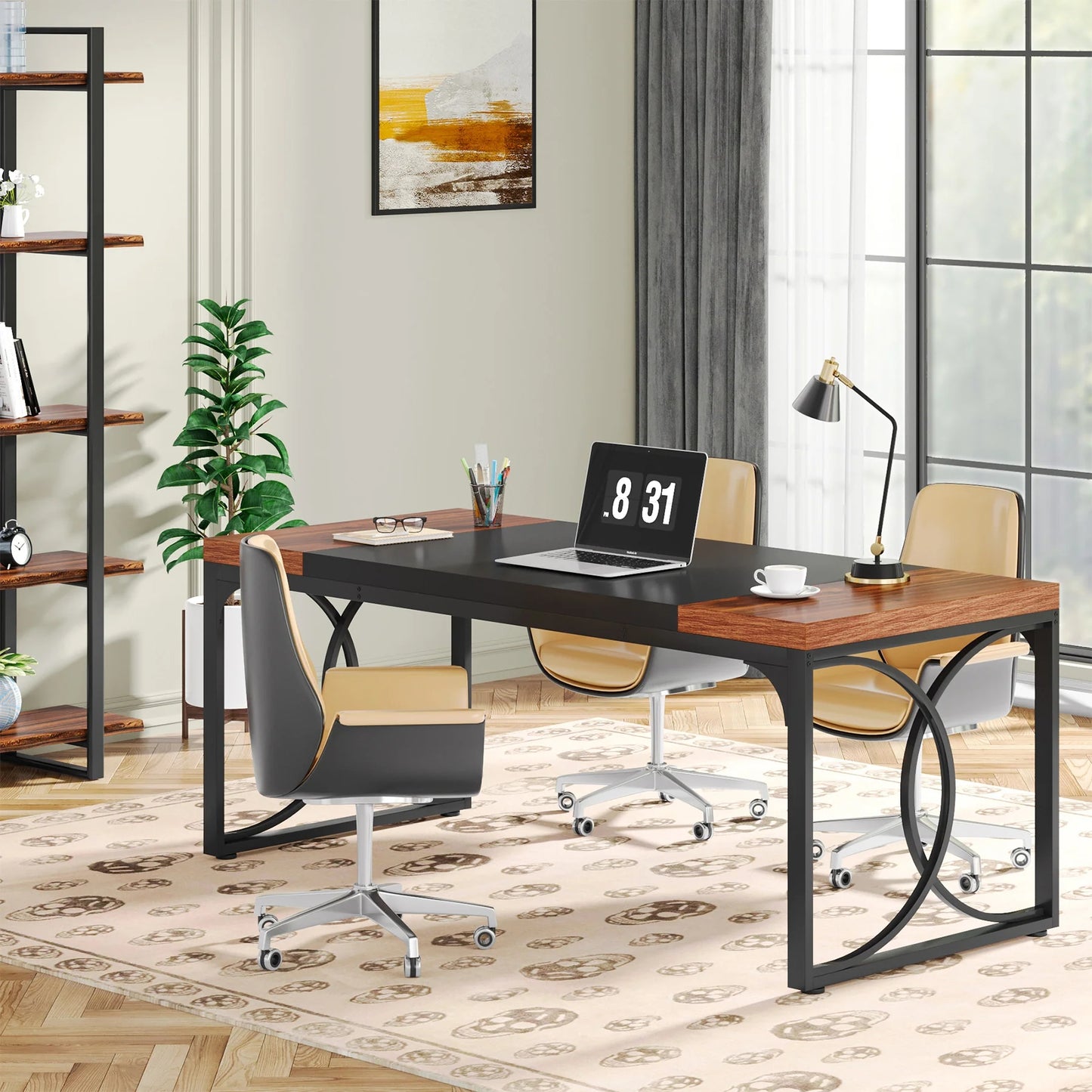 Tribesigns Executive Desk, 62.99" Office Computer Desk with Metal Frame
