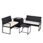 4 Piece Outdoor PE Wicker Furniture Set, Patio Black Rattan Sectional Sofa Couch with Washable Cushions
