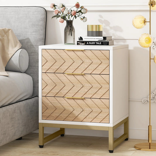 Tribesigns Nigntstand, Modern Bedside Table with 3 Drawers