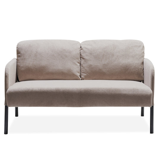 Beige 2 Seater Polyester Fabric Sofa, Modern Loveseat Sofa, Comfy Small Couches for Small Space Living Room, Bedroom, Office, Apartment