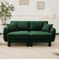 Boucle Fabric 2-seater Loveseat Sofa Couch Distinctive Shell-shaped Armrests,Cylindrical Legs Wrapped with Self-fabric,Green Color