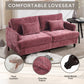 Mid Century Modern chenille Fabric Loveseat sofa, 2-Seat Upholstered Loveseat Sofa Modern Couch for Living Room,Brown wood feet sofa for Bedroom, Reading (Wine red Chenille)
