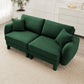 Boucle Fabric 2-seater Loveseat Sofa Couch Distinctive Shell-shaped Armrests,Cylindrical Legs Wrapped with Self-fabric,Green Color