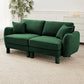 Boucle Fabric 2-seater Loveseat Sofa Couch Distinctive Shell-shaped Armrests,Cylindrical Legs Wrapped with Self-fabric,Green Color