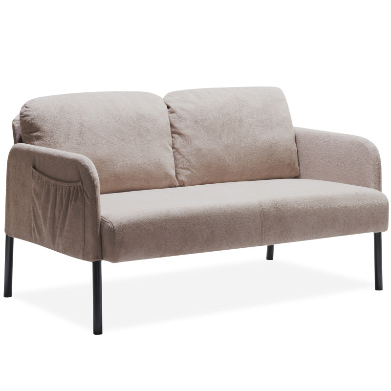 Beige 2 Seater Polyester Fabric Sofa, Modern Loveseat Sofa, Comfy Small Couches for Small Space Living Room, Bedroom, Office, Apartment