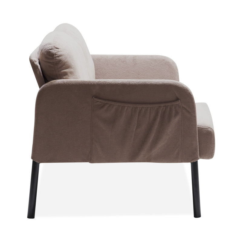 Beige 2 Seater Polyester Fabric Sofa, Modern Loveseat Sofa, Comfy Small Couches for Small Space Living Room, Bedroom, Office, Apartment