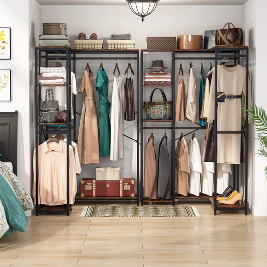 Tribesigns Freestanding Closet Organizer, L Shaped Garment Clothing Rack