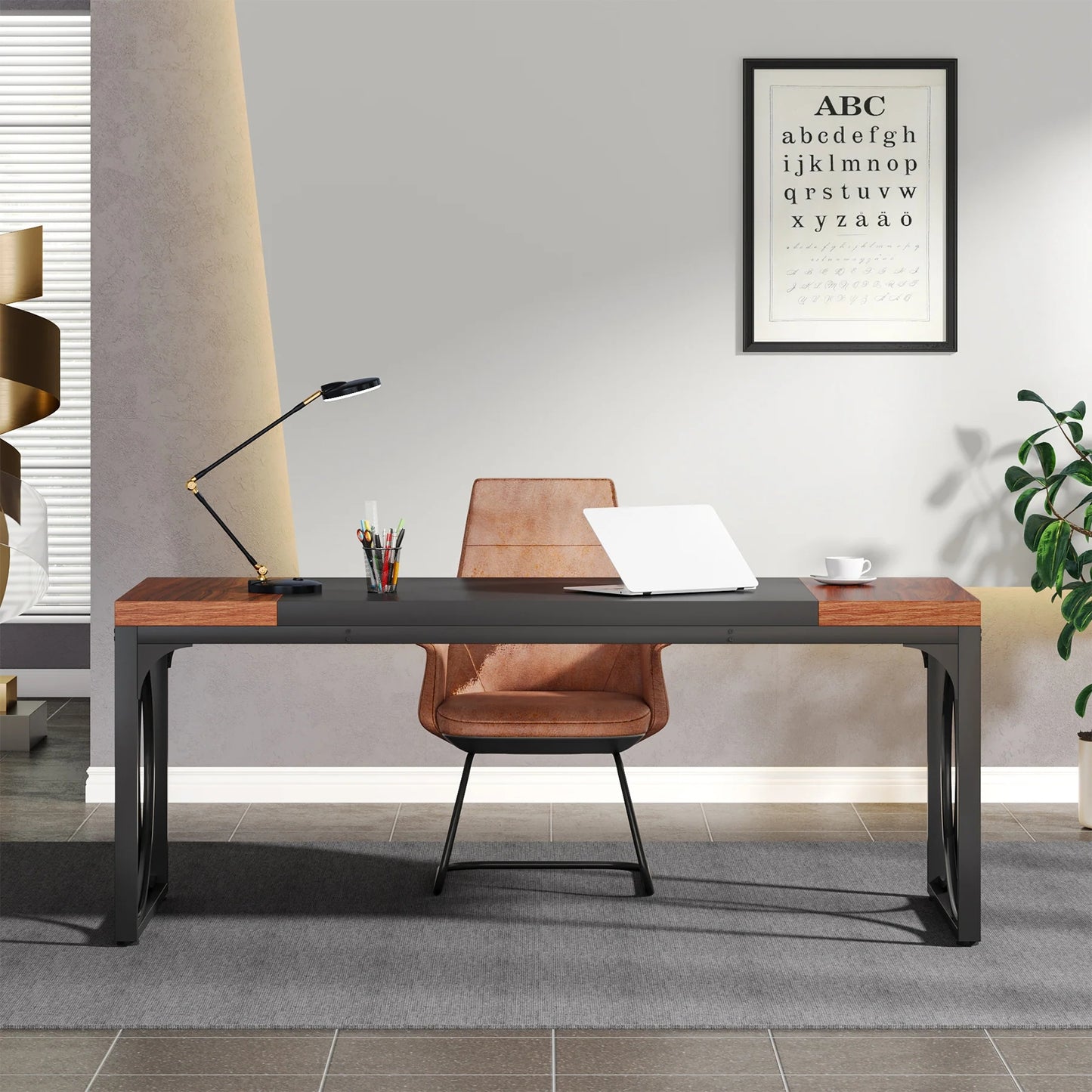 Tribesigns Executive Desk, 62.99" Office Computer Desk with Metal Frame