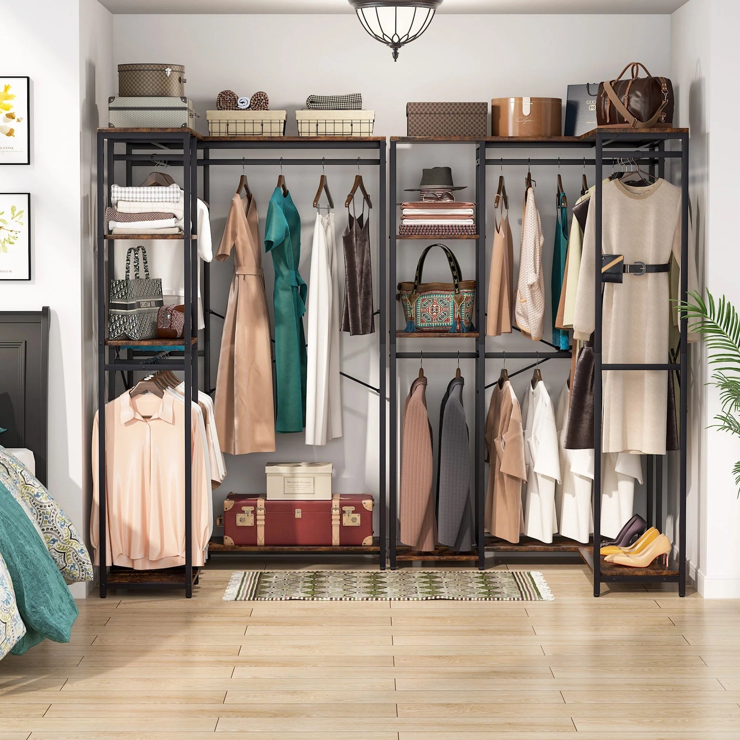 Tribesigns Freestanding Closet Organizer, L Shaped Garment Clothing Rack