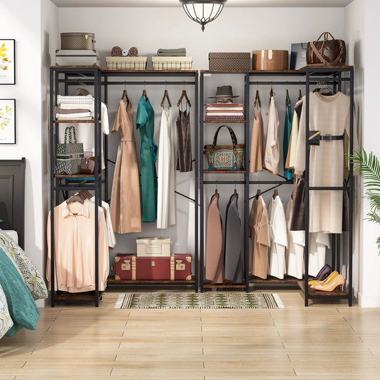 Tribesigns Freestanding Closet Organizer, L Shaped Garment Clothing Rack