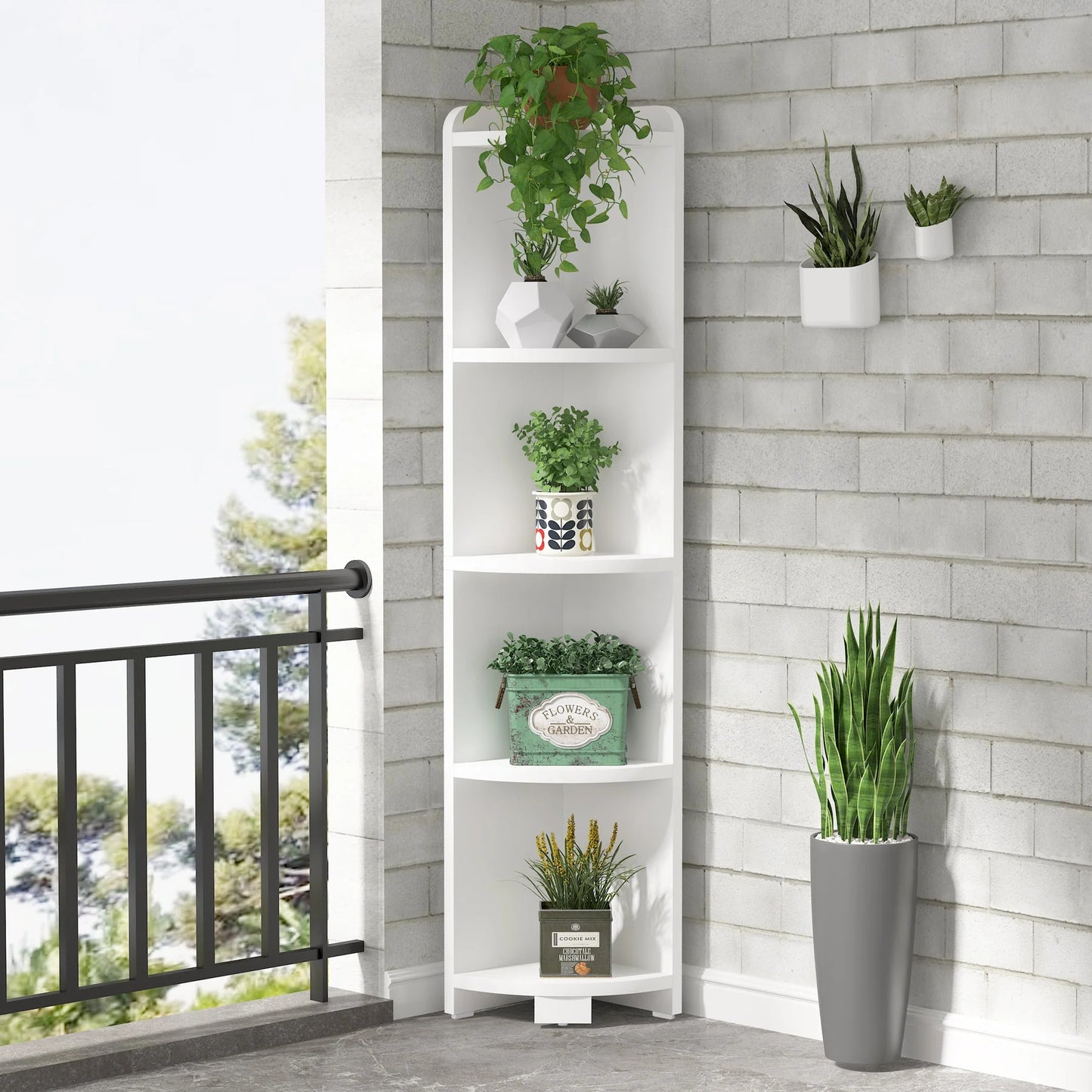 Tribesigns Corner Shelf, 5 Tier Wood Wall Corner Bookshelf Storage Rack