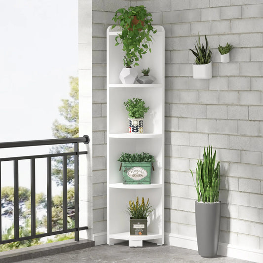 Tribesigns Corner Shelf, 5 Tier Wood Wall Corner Bookshelf Storage Rack