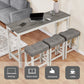 4 Piece Bar Table Set with Power Outlet,Bar Table Set with Chairs,Sofa Bar Table with Stools,Behind Couch Table with 3 Padded Stools,for Living Room,Dining room, White & Grey