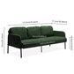3 Seater Green Polyester Fabric Sofa, Modern Upholstered Sofa, Comfy Small Couches for Small Space Living Room, Bedroom, Office, Apartment