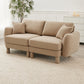 Boucle Fabric 2-seater Loveseat Sofa Couch With Distinctive Shell-shaped Armrests,Cylindrical Legs Wrapped with Self-fabric,Coffee Color
