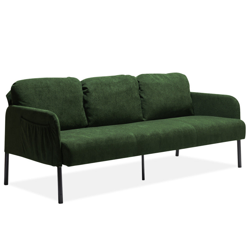 3 Seater Green Polyester Fabric Sofa, Modern Upholstered Sofa, Comfy Small Couches for Small Space Living Room, Bedroom, Office, Apartment