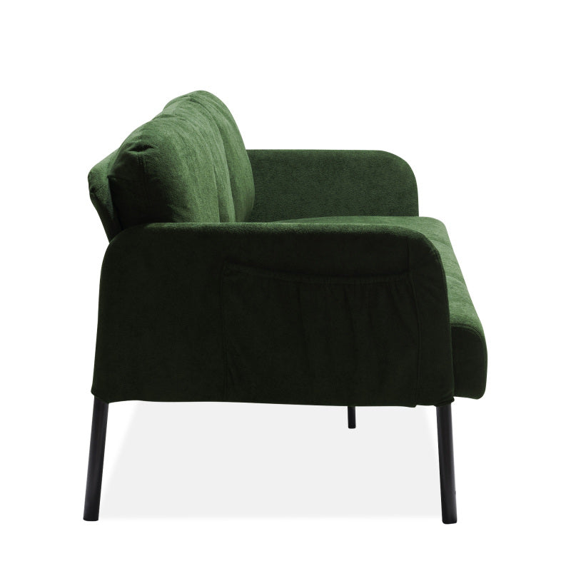 3 Seater Green Polyester Fabric Sofa, Modern Upholstered Sofa, Comfy Small Couches for Small Space Living Room, Bedroom, Office, Apartment