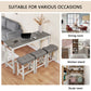 4 Piece Bar Table Set with Power Outlet,Bar Table Set with Chairs,Sofa Bar Table with Stools,Behind Couch Table with 3 Padded Stools,for Living Room,Dining room, White & Grey