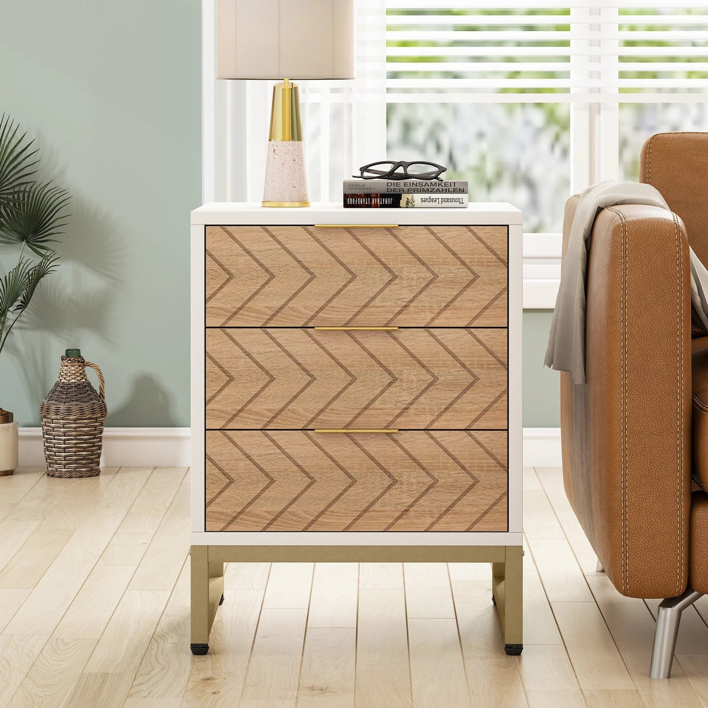 Tribesigns Nigntstand, Modern Bedside Table with 3 Drawers