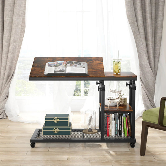 Tribesigns C Table, Mobile Snack Side Table with Tiltable Drawing Board