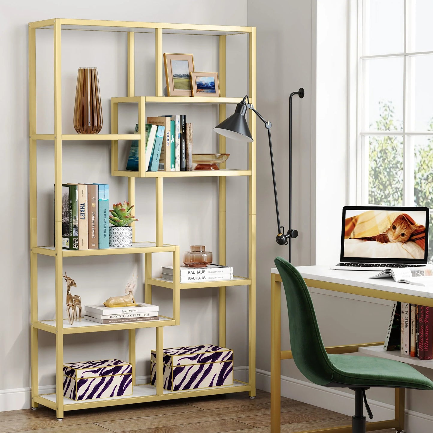 Tribesigns Bookshelf, 8-Open Shelf Etagere Bookcase Storage Organizer