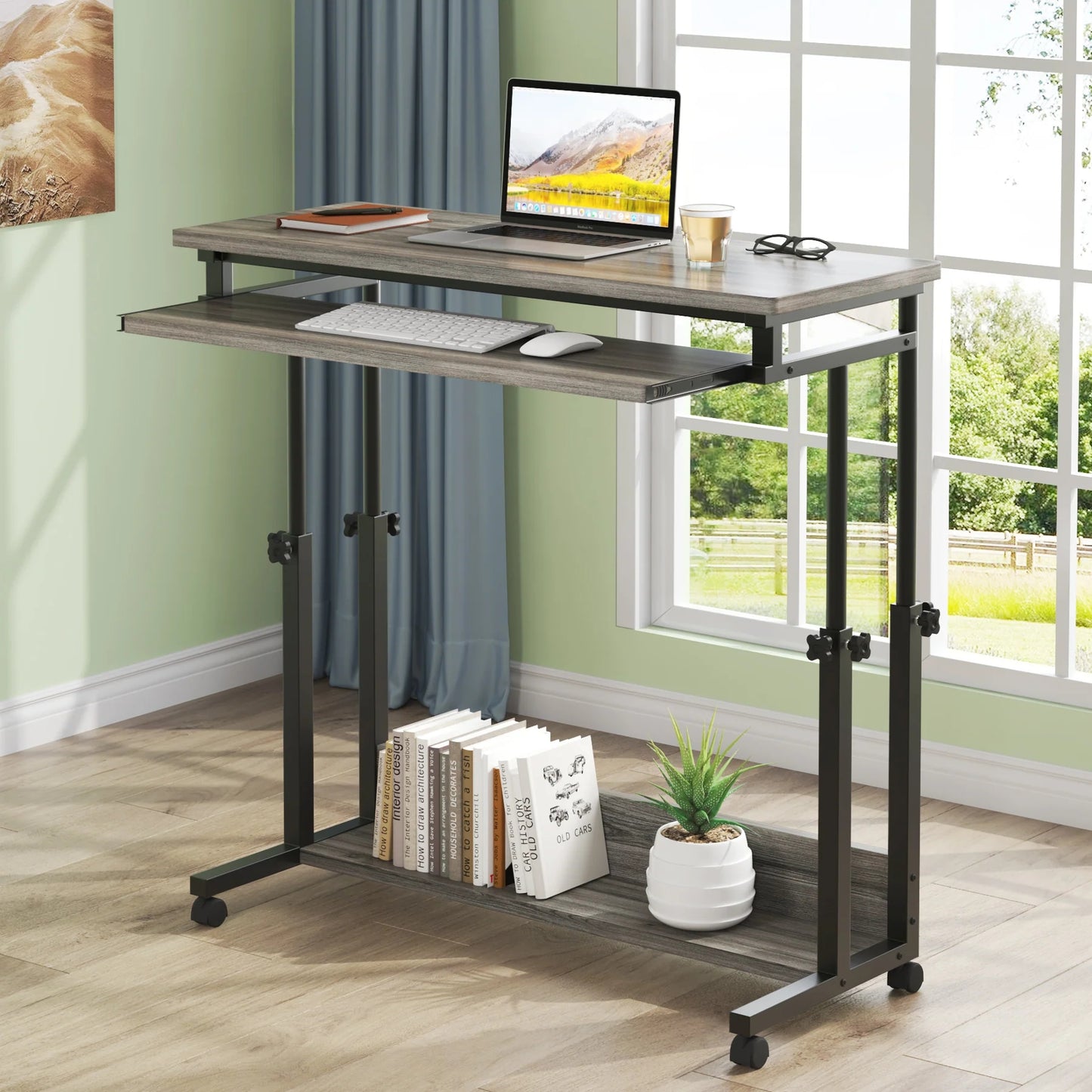 Tribesigns Height Adjustable Desk, Rolling Standing Desk Portable Desk