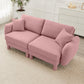 Boucle Fabric 2-seater Loveseat Sofa Couch With Distinctive Shell-shaped Armrests,Cylindrical Legs Wrapped with Self-fabric,Pink Color
