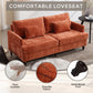 Mid Century Modern chenille Fabric Loveseat sofa, 2-Seat Upholstered Loveseat Sofa Modern Couch for Living Room,Brown wood feet sofa for Bedroom, Reading (Orange Chenille)
