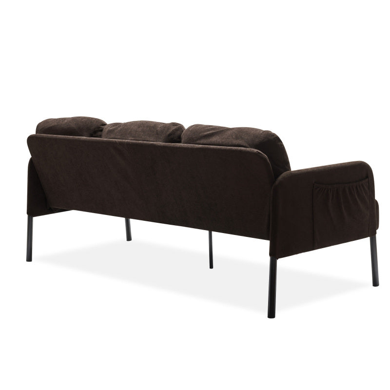 3 Seater Brown Polyester Fabric Sofa, Modern Upholstered Sofa, Comfy Small Couches for Small Space Living Room, Bedroom, Office, Apartment