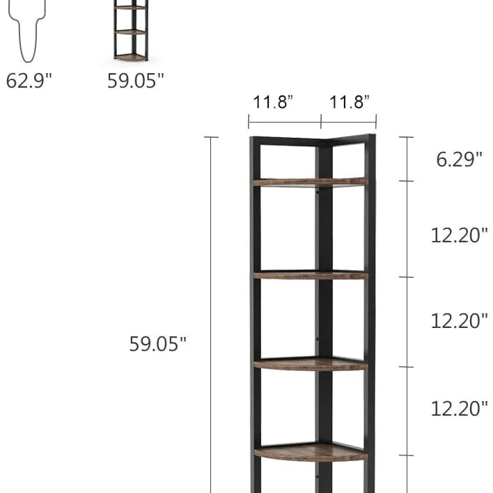 Tribesigns Corner Shelf, 5-Tier Corner Bookshelf Storage Rack Plant Stand
