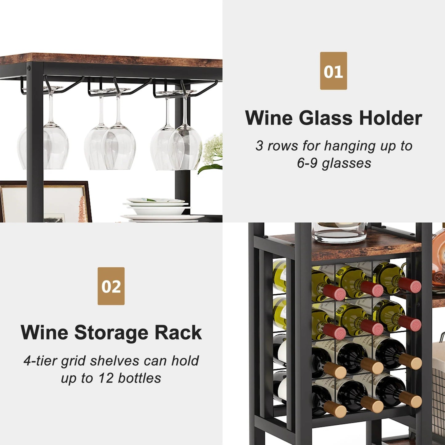 Tribesigns Wine Rack, 5-Tier Freestanding Wine Display Shelf