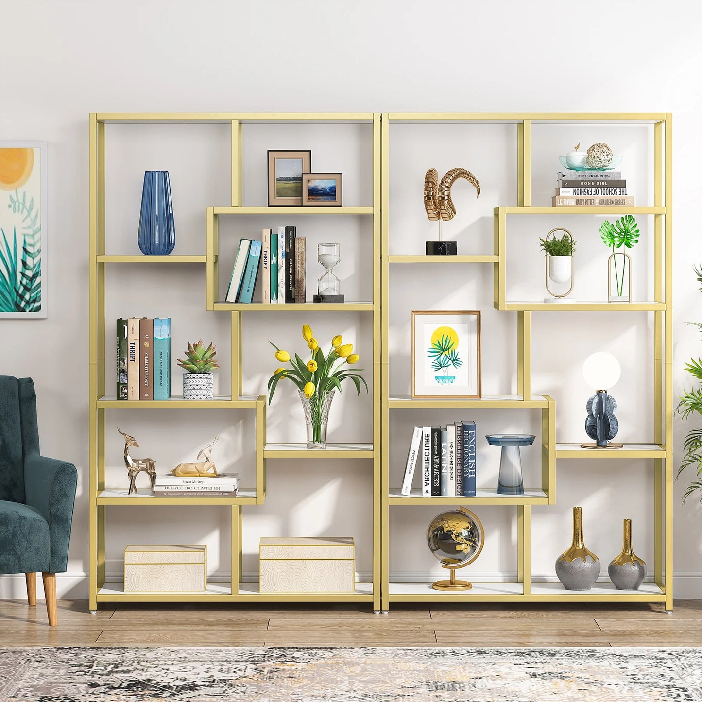 Tribesigns Bookshelf, 8-Open Shelf Etagere Bookcase Storage Organizer