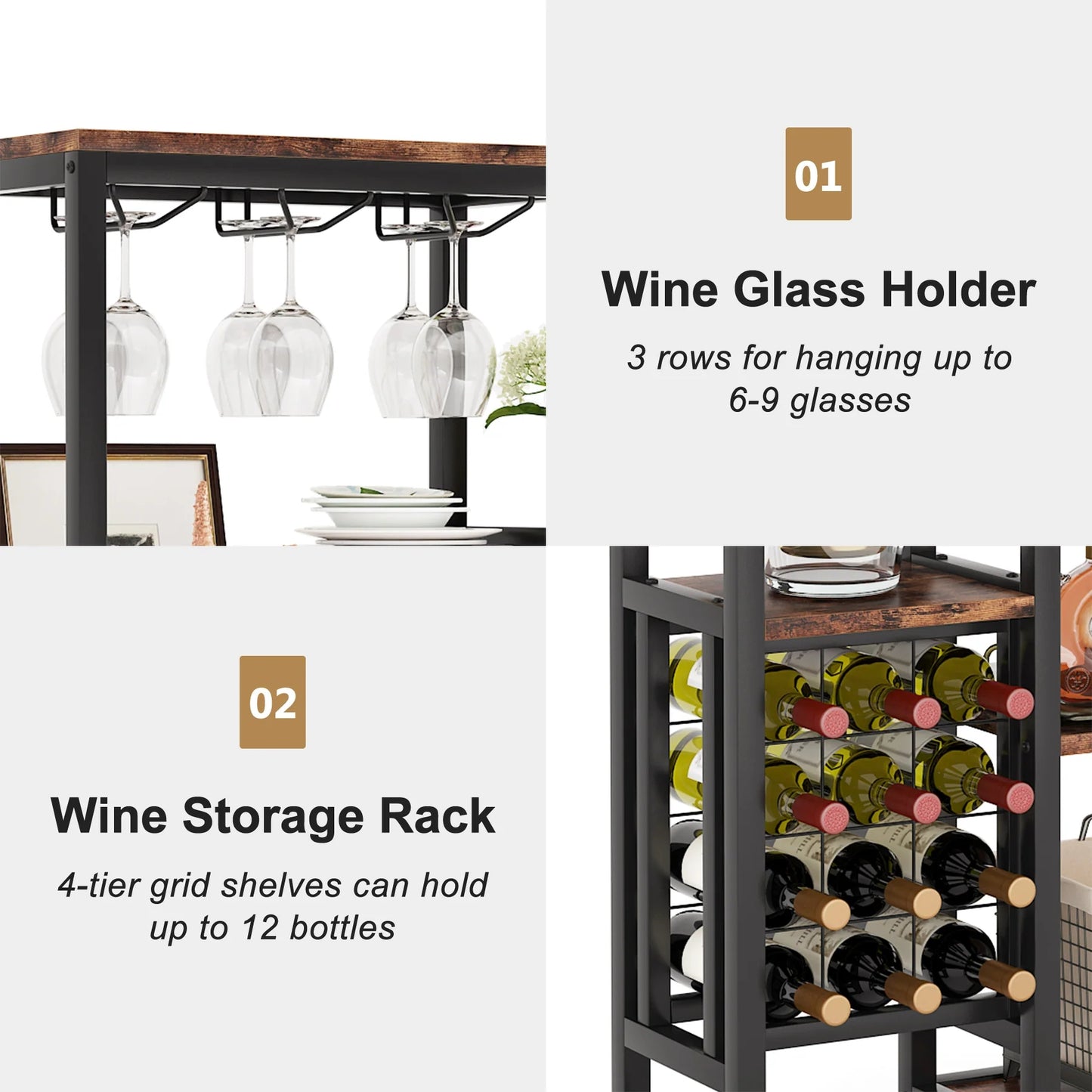 Tribesigns Wine Rack, 5-Tier Freestanding Wine Display Shelf