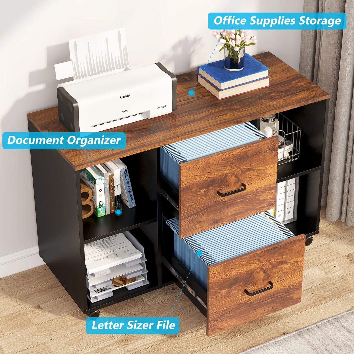 Tribesigns L-Shaped Desk, 55" Office Desk with 40" Mobile File Cabinet