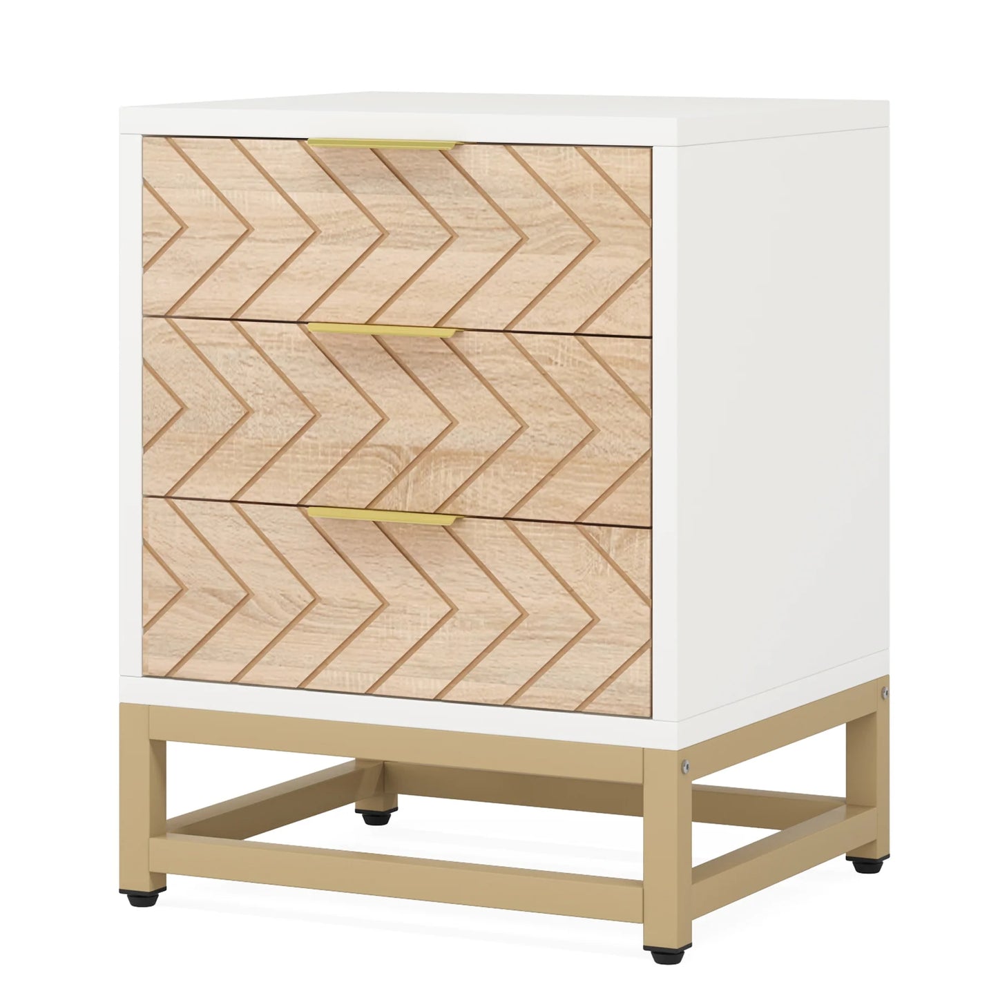 Tribesigns Nigntstand, Modern Bedside Table with 3 Drawers
