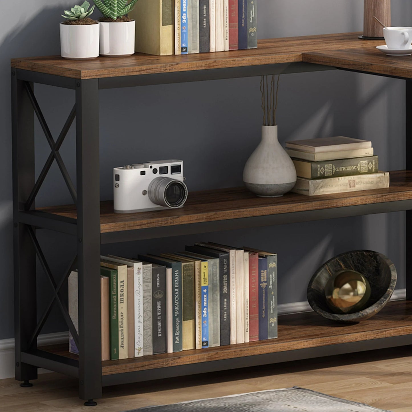 Tribesigns L-Shaped Desk, Reversible Corner Computer Desk with Shelves