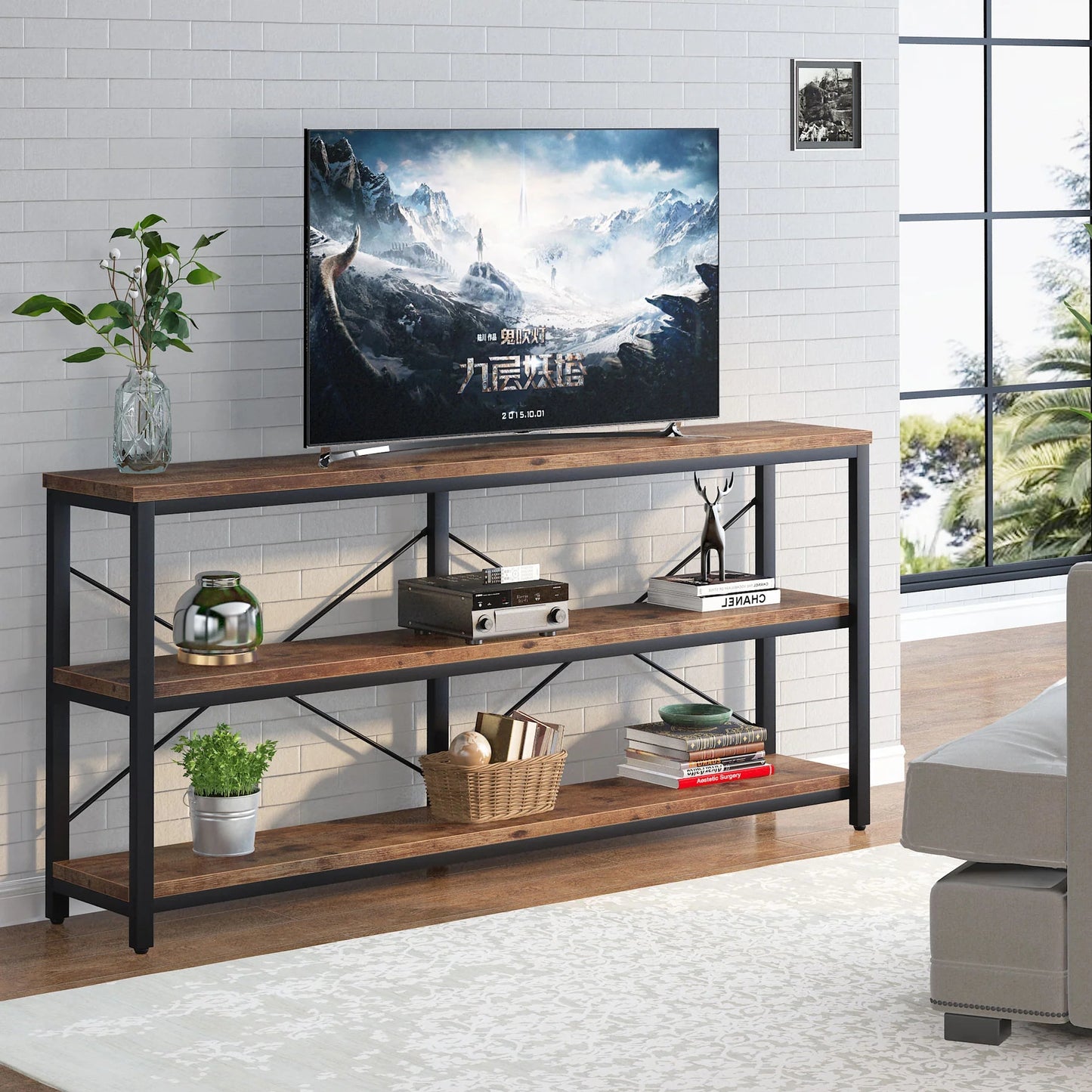 Tribesigns Sofa Table, 3 Tiers TV Stand Console Table