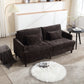 Mid Century Modern chenille Fabric Loveseat sofa, 2-Seat Upholstered Loveseat Sofa Modern Couch for Living Room,Brown wood feet sofa for Bedroom, Reading (Black Chenille)