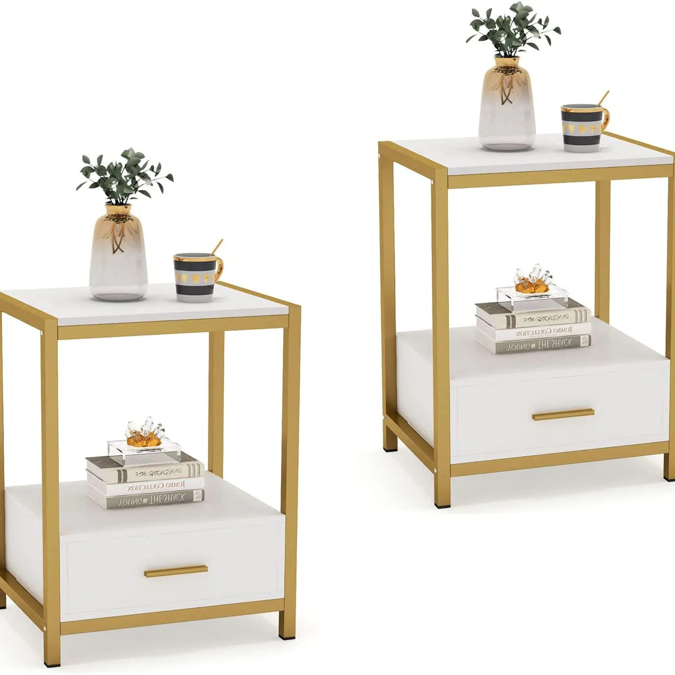Tribesigns Nightstands, End Side Table with Drawer & Storage Shelf