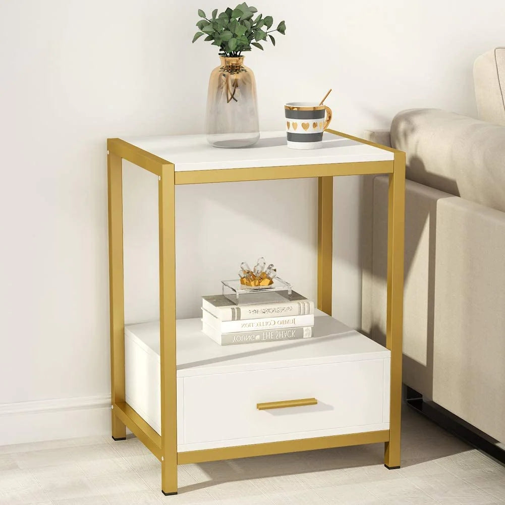 Tribesigns Nightstands, End Side Table with Drawer & Storage Shelf