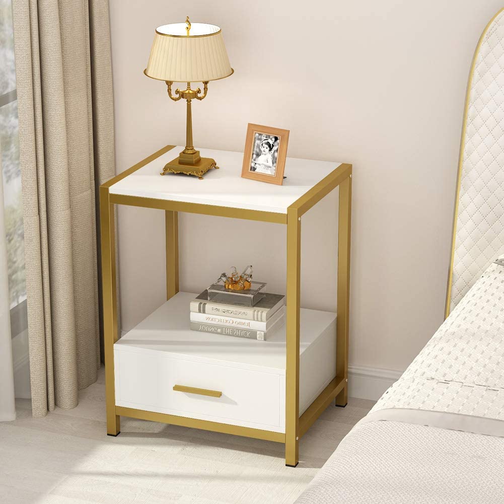 Tribesigns Nightstands, End Side Table with Drawer & Storage Shelf