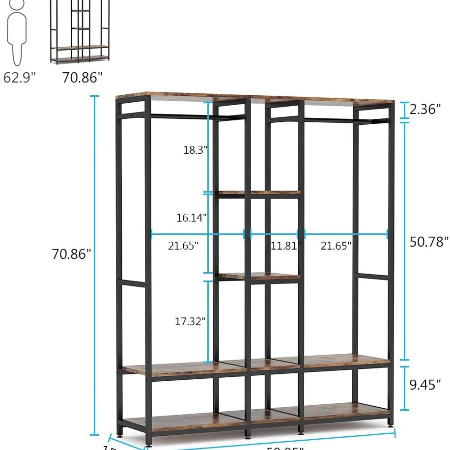 Tribesigns Freestanding Closet Organizer, Double Rod Clothes Rack