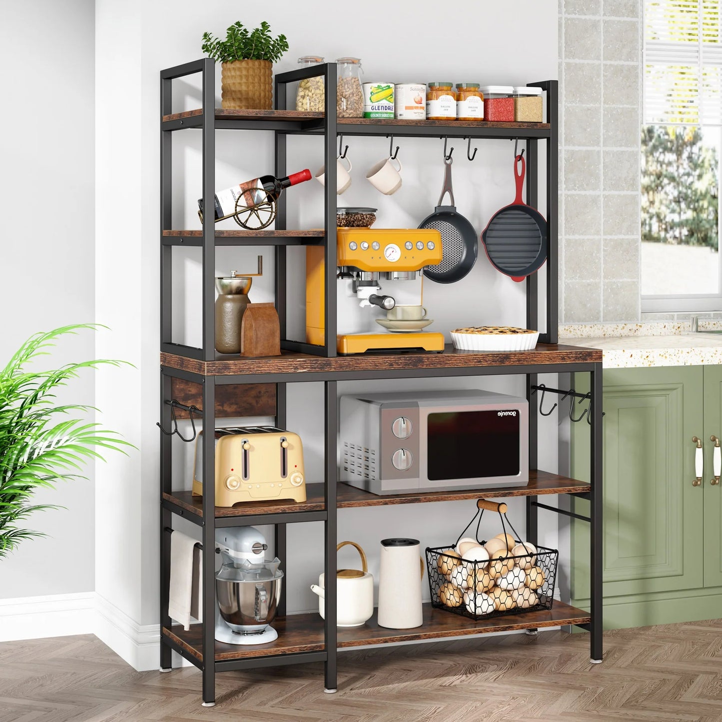 Tribesigns Kitchen Baker's Rack, 5-Tier Utility Storage Shelf with Hutch