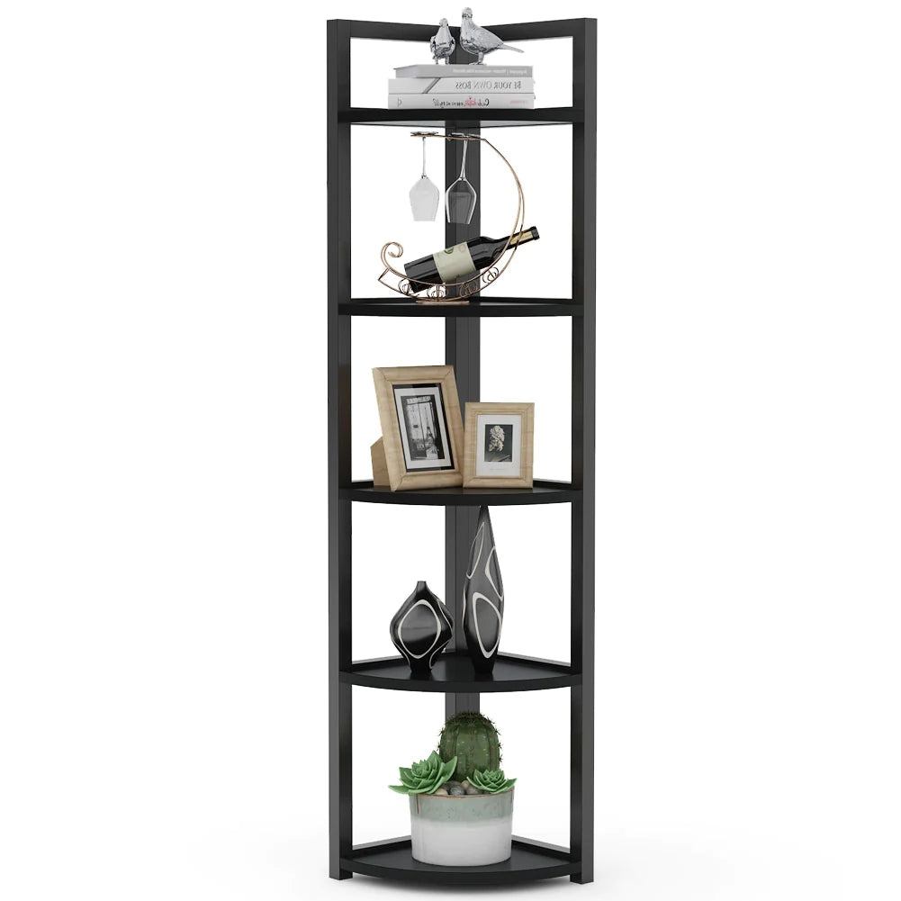 Tribesigns Corner Shelf, 5-Tier Corner Bookshelf Storage Rack Plant Stand