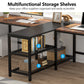 Tribesigns Two Person Desk, 94.5" Double Computer Desk with Shelves