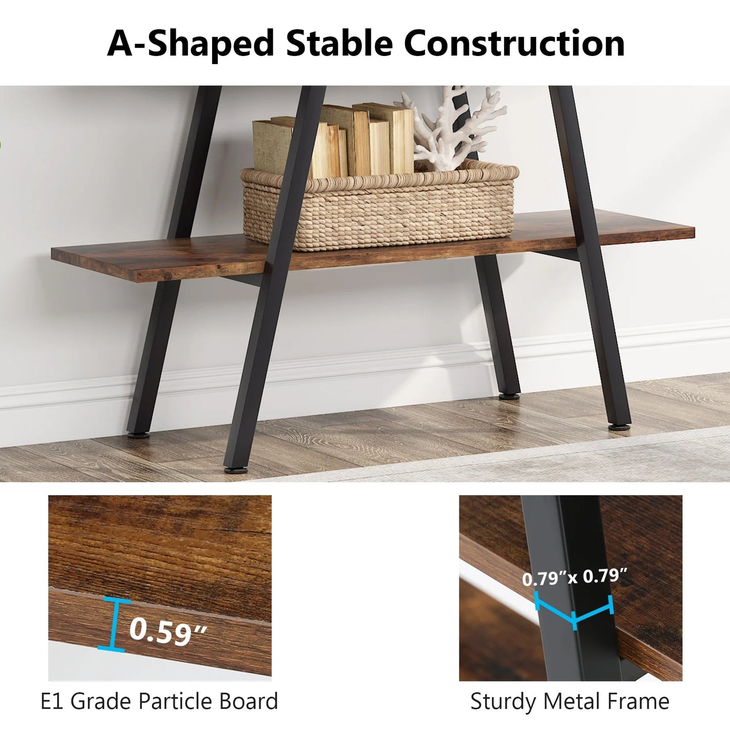 Tribesigns Bookshelf, A-Shaped Bookcase 4-Tier Ladder Display Shelves