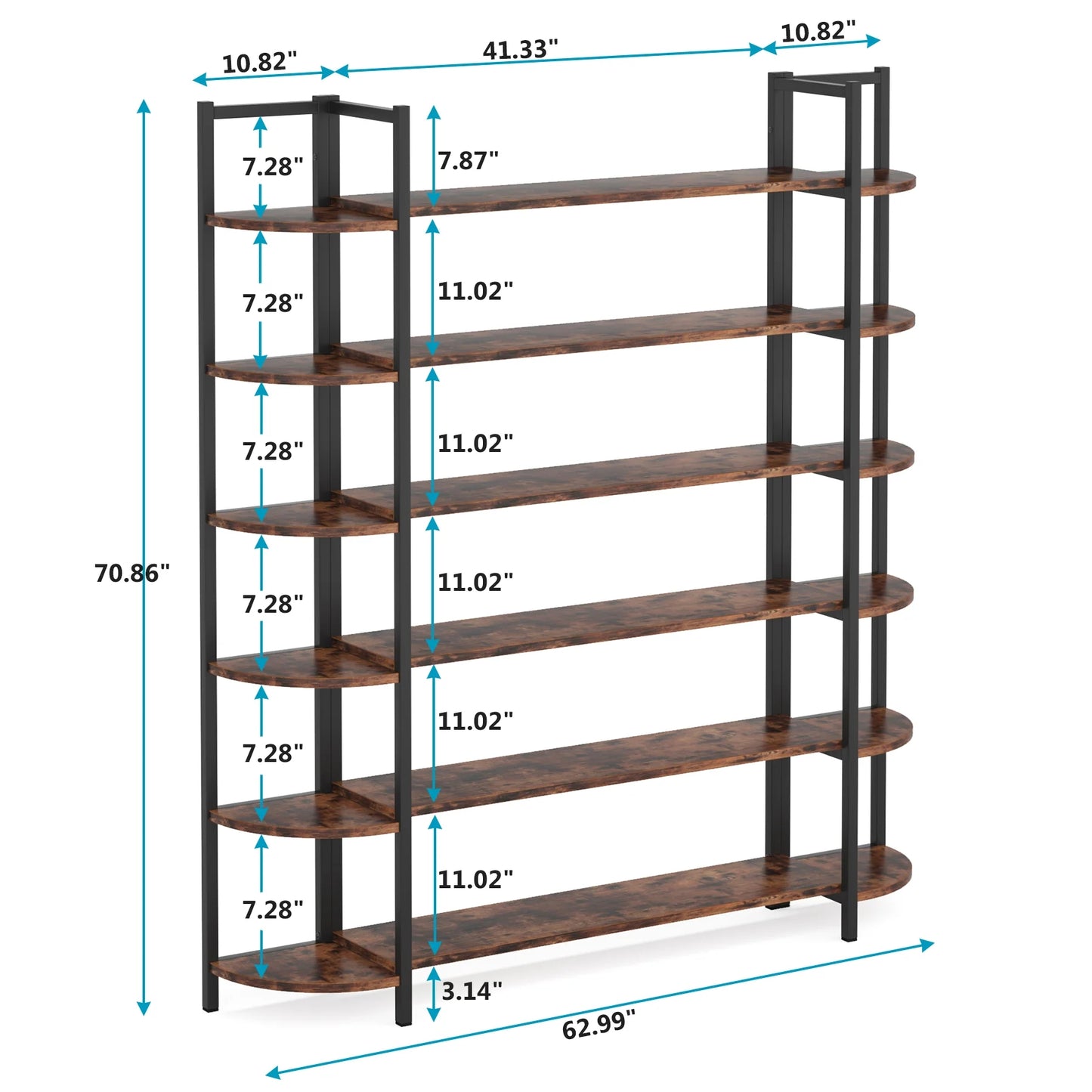 Tribesigns Triple Wide 6-Shelf Bookshelves , 6-Tier Large Etagere Bookcase
